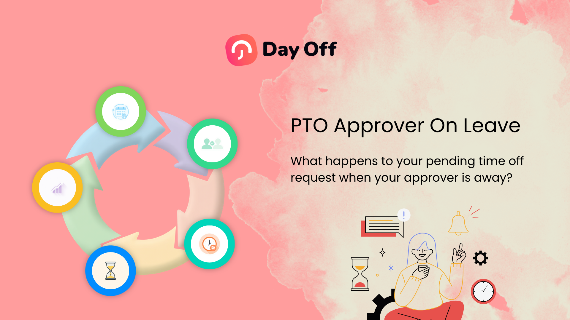Illustration showing a pending PTO request when the assigned PTO Approver on Leave