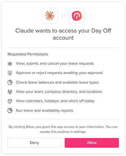 1 Connect Day Off to Claude