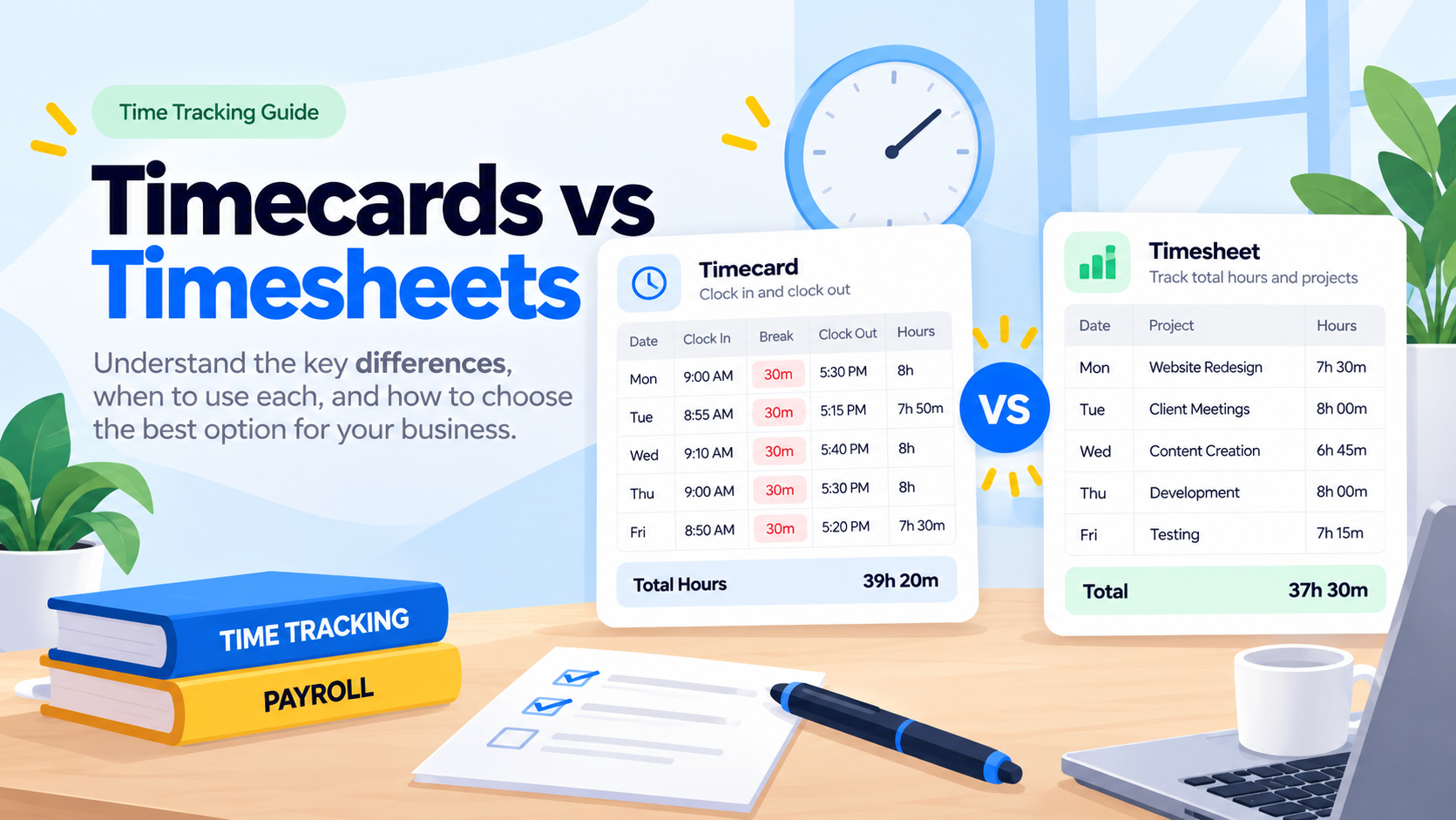 Timecard vs Timesheet: What’s the Difference? (+ Free Timecard Template)