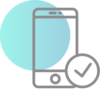 An illustration of mobile icon and near it is a check icon.